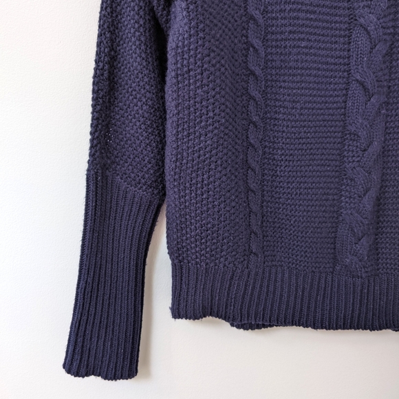 smart set navy cable knit angora blend sweater, xs - Picture 4 of 7